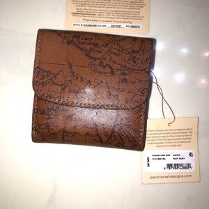 Patricia Nash Astra Leather Wallet Signature Map Print Color Riot Rust NWT